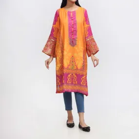 1PC- Embroidered & Printed Raw Silk Shirt PW3059