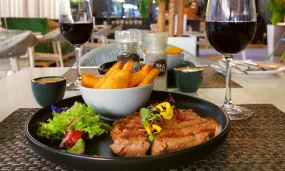 250g Sirloin Steaks and Dessert at London Road Bistro at The 4-Star Hyde Hotel!