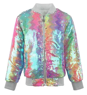 2Bunnies Girls' Spectrum Spark Sequin Bomber Jacket