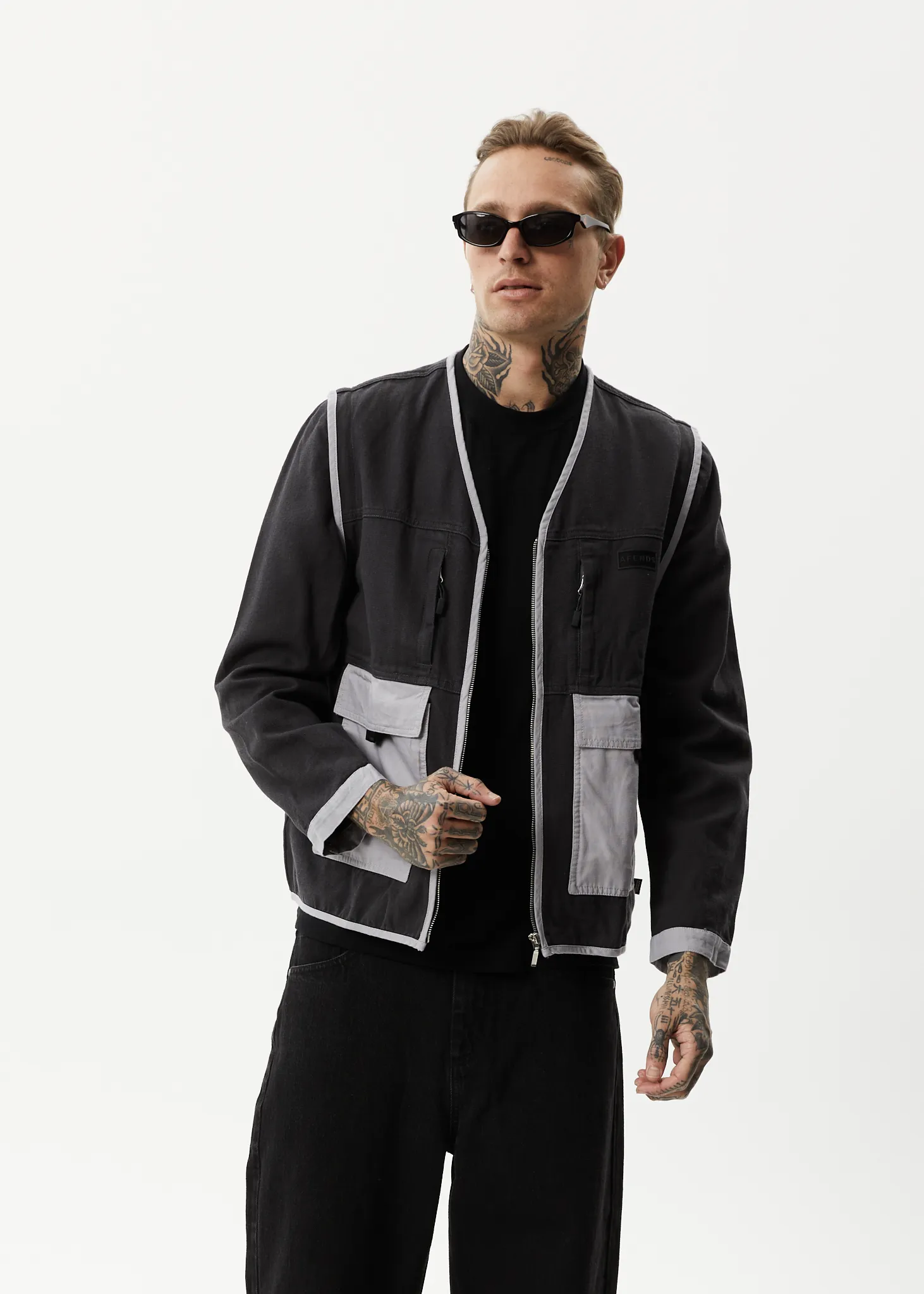 AFENDS Unisex Foreword - Unisex Convertible Jacket - Charcoal