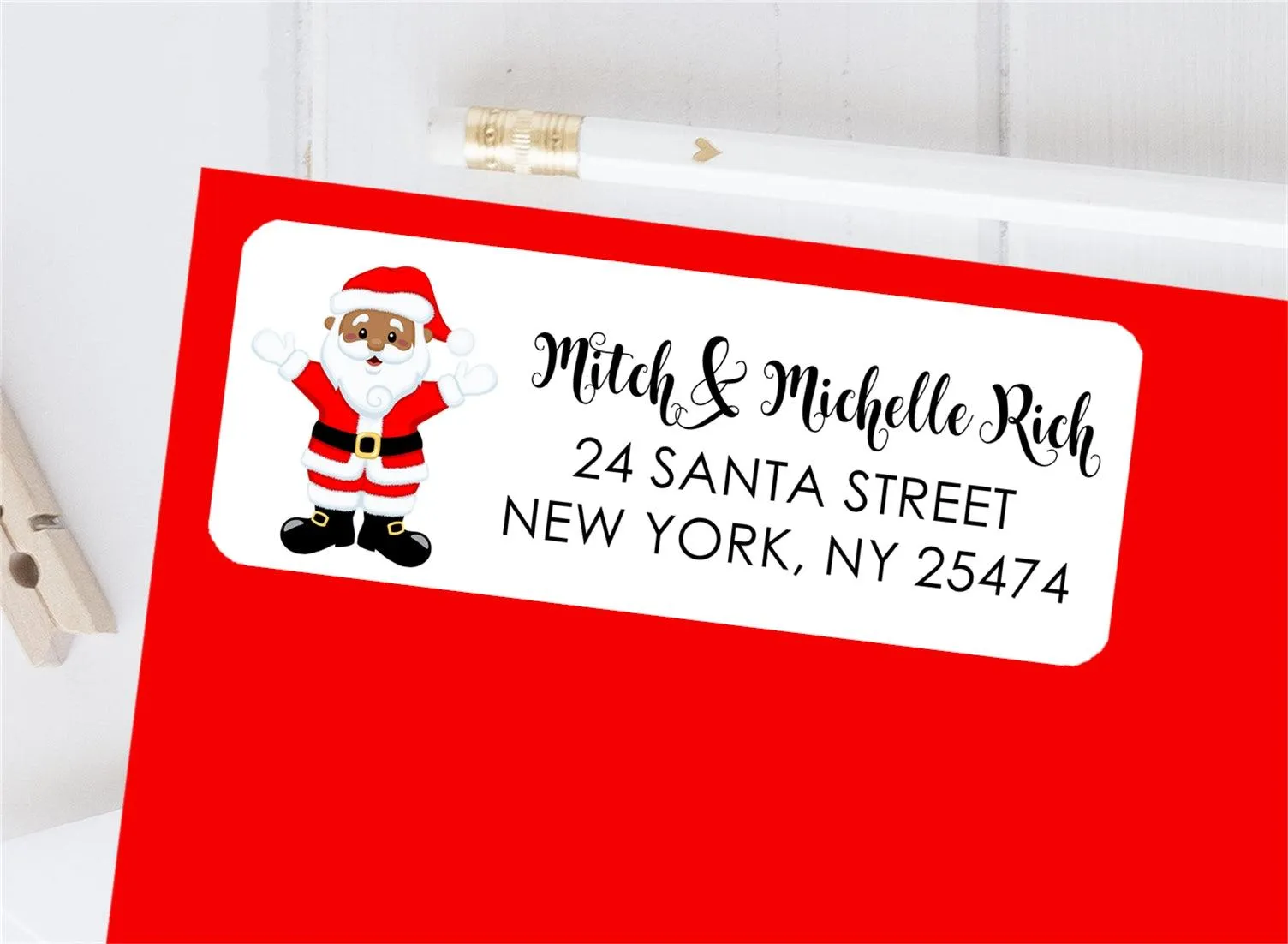 African American Santa Christmas Address Labels