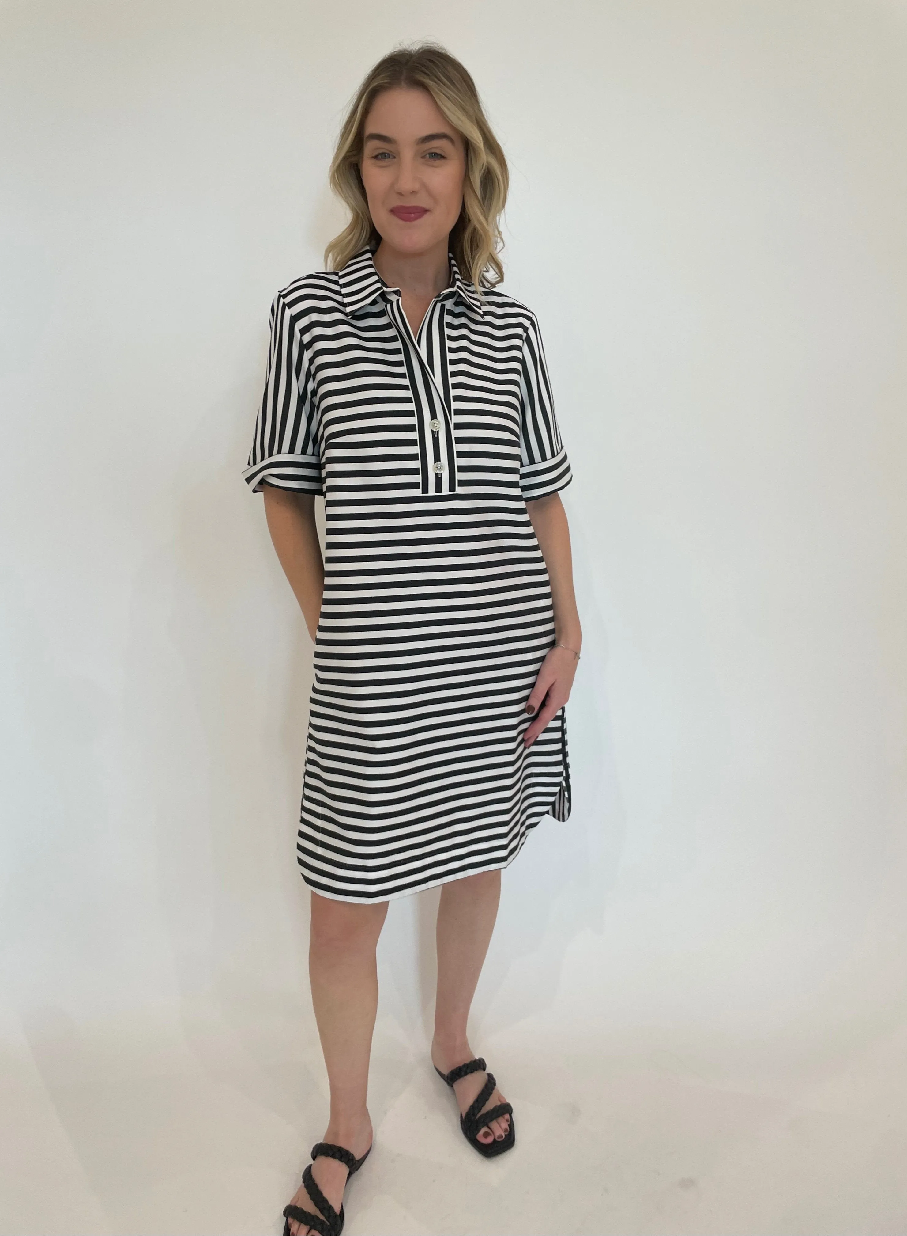 Aileen Stripe/Gingham Dress - Black/White