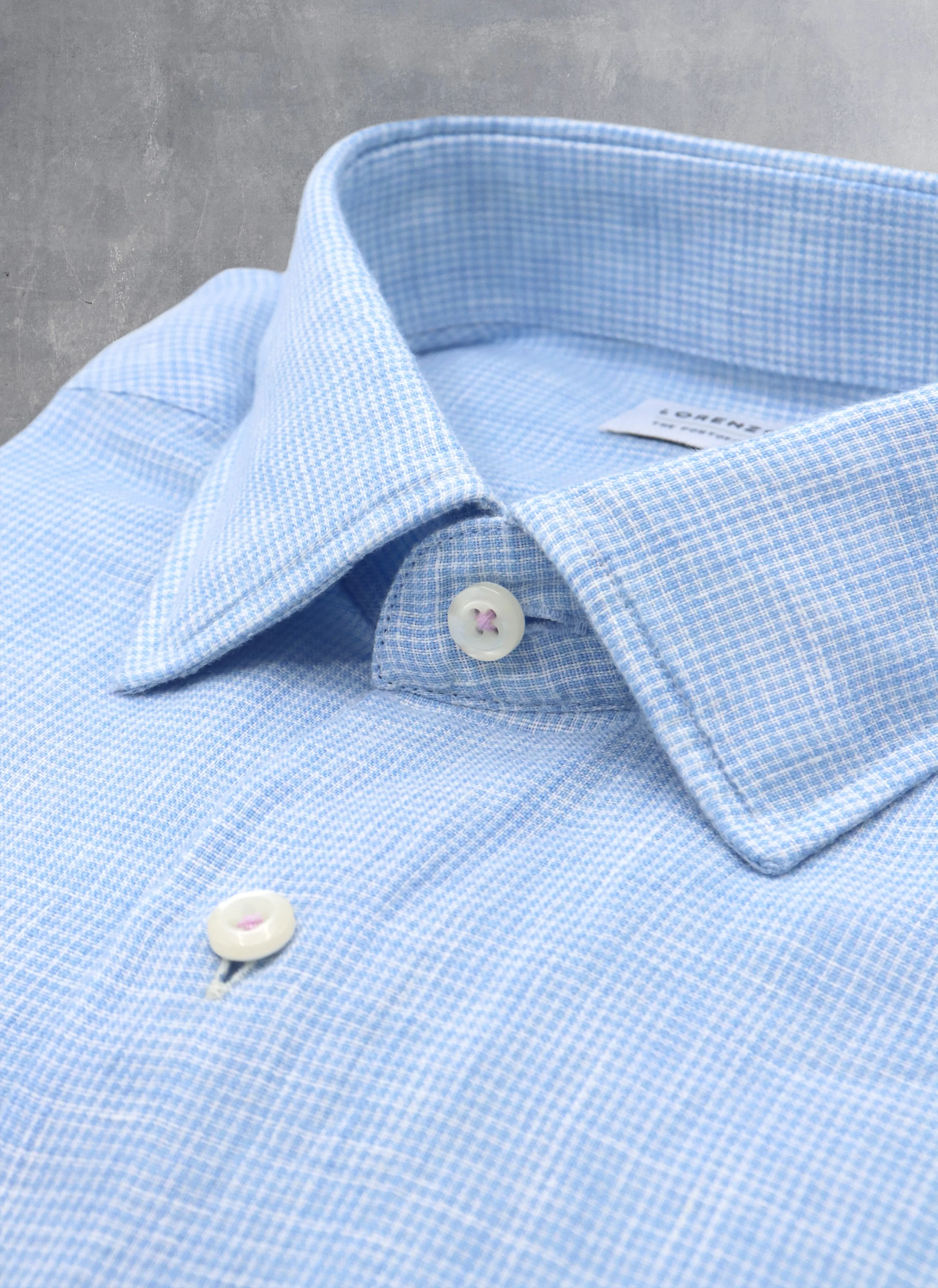 Alexander in Light Blue Gingham Linen Shirt