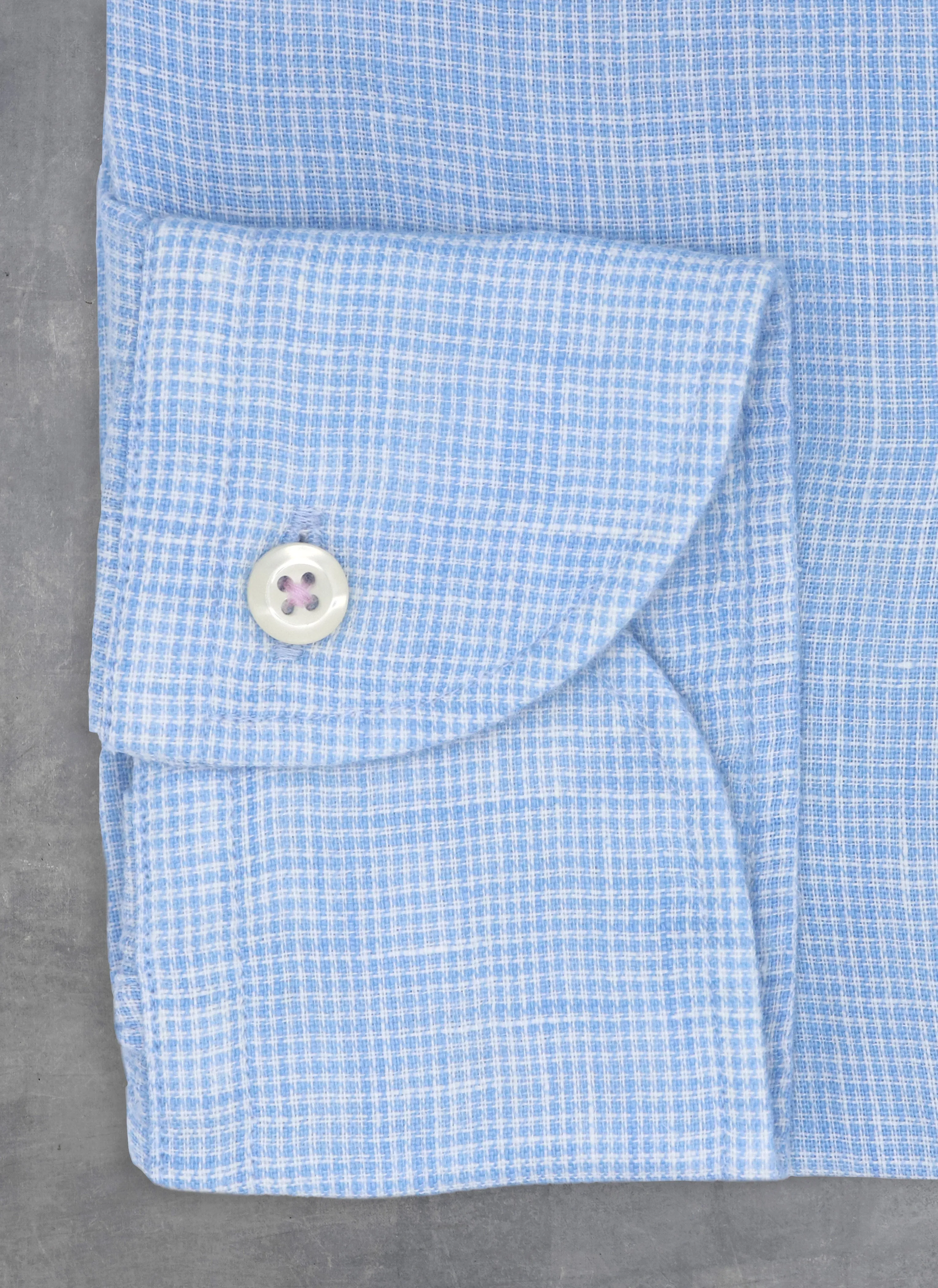 Alexander in Light Blue Gingham Linen Shirt