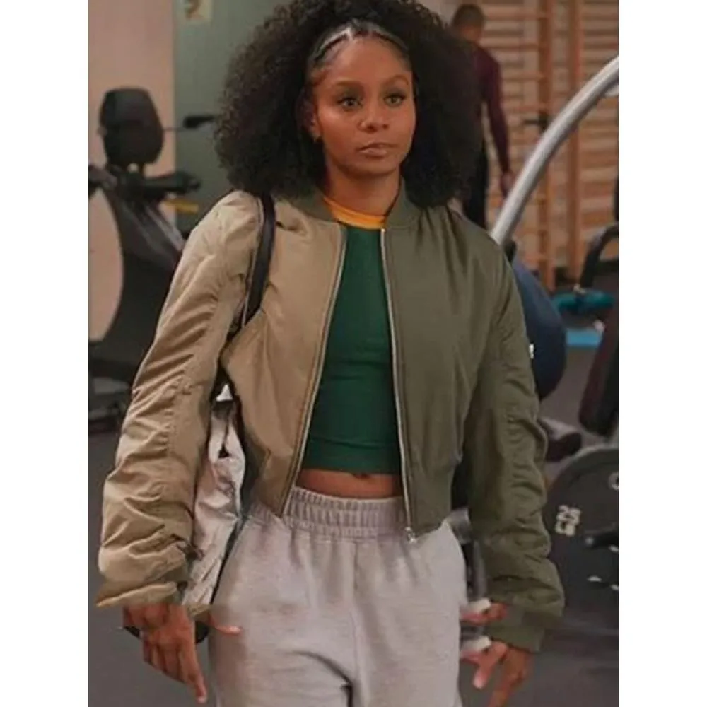 All American Homecoming Geffri Maya Green Bomber Jacket