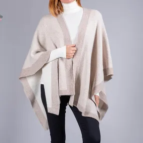 Almond and Ivory Reversible Wool and Cashmere Cape