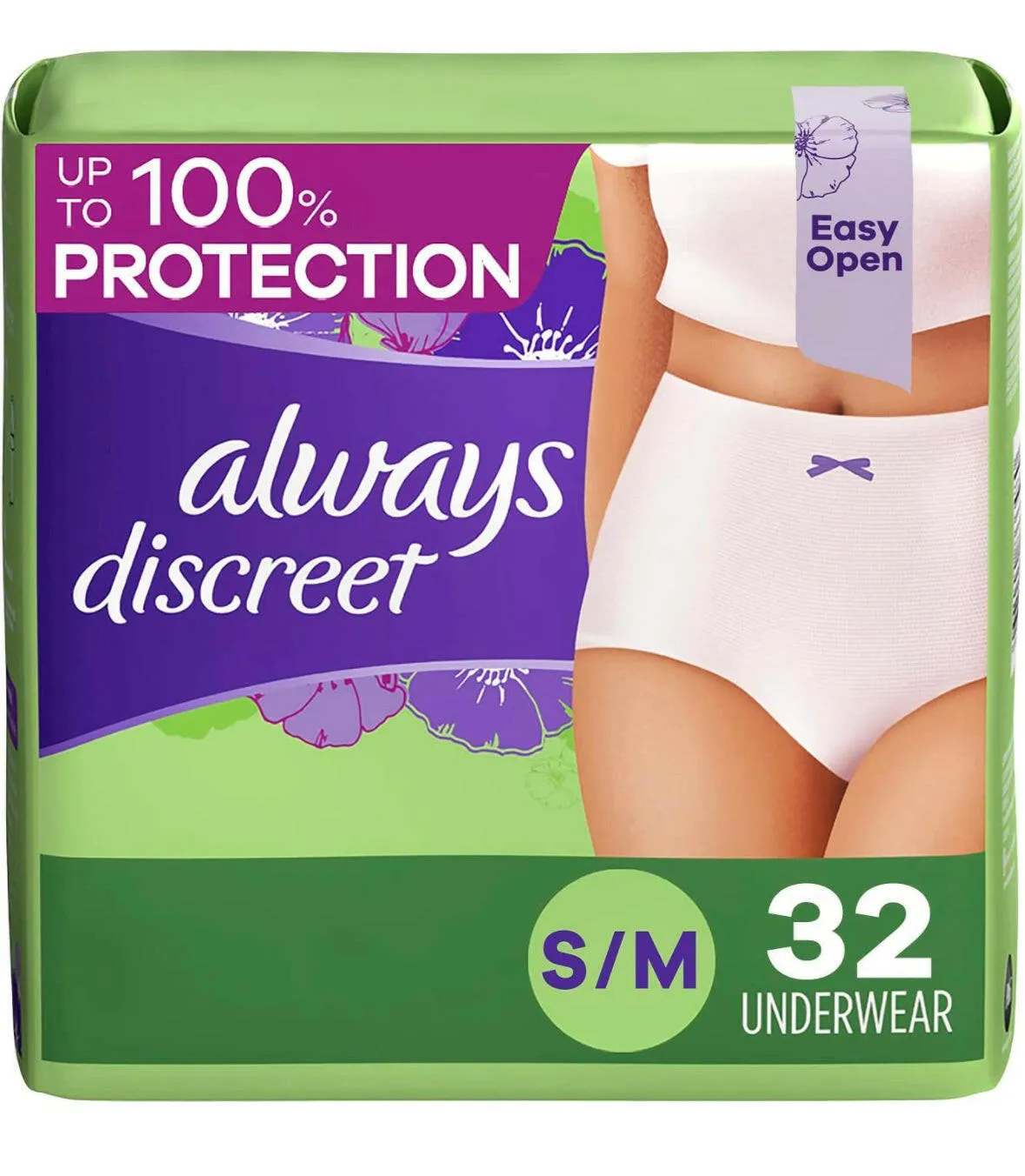 Always Discreet Incontinence & Postpartum Incontinence Underwear  - 32 Count, S/M