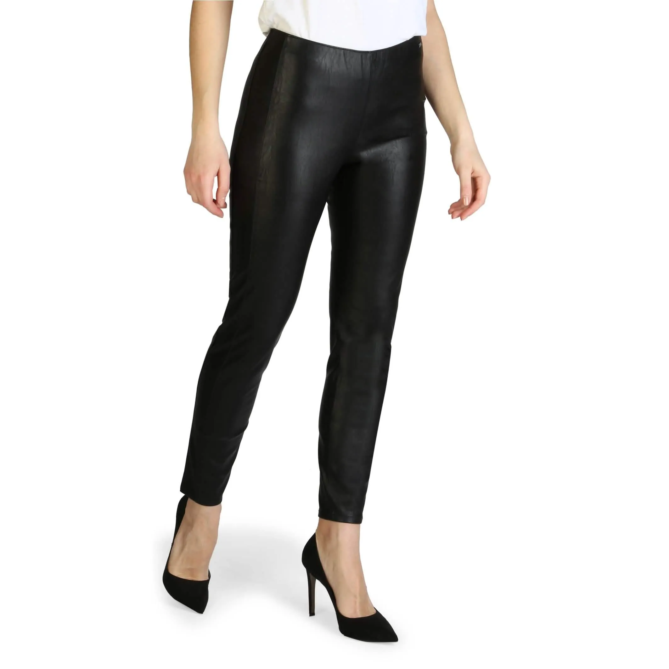 Armani Exchange Women's Chic Black Trousers with Stretchy Waistband