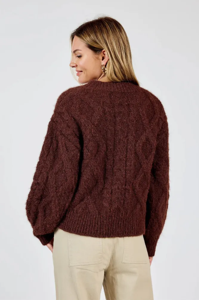 Aubree Brown Cable Knit Sweater