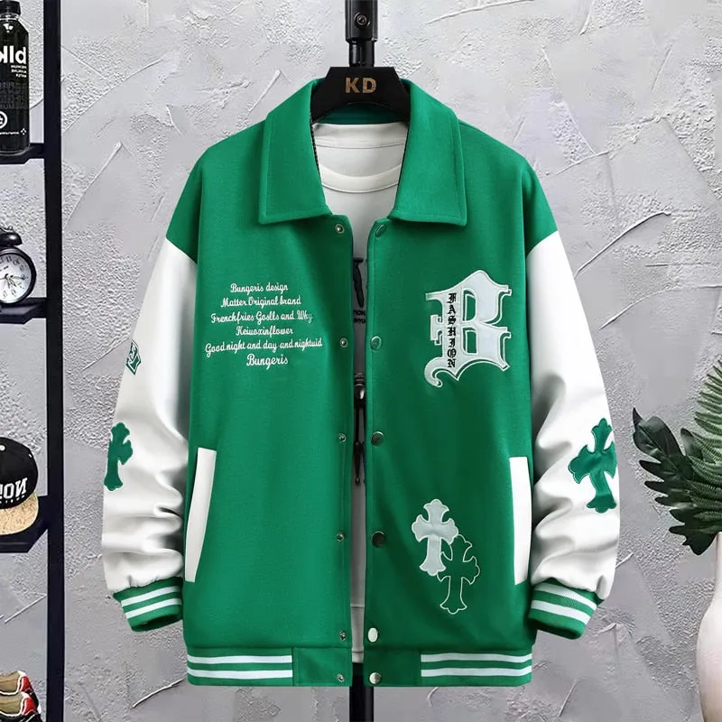 B Cross Patch Varsity Jacket