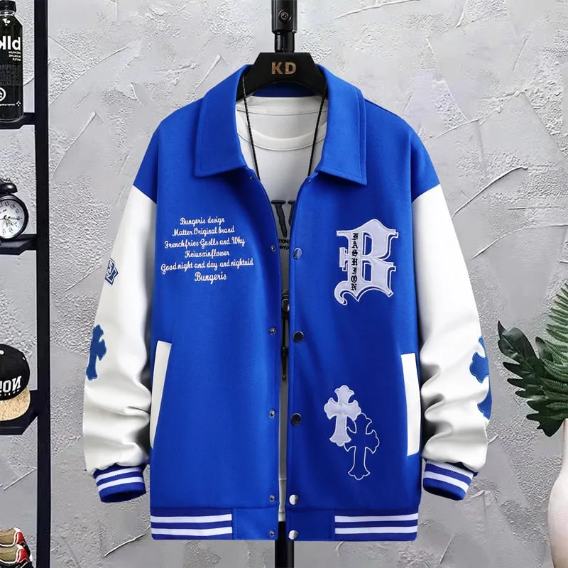 B Cross Patch Varsity Jacket