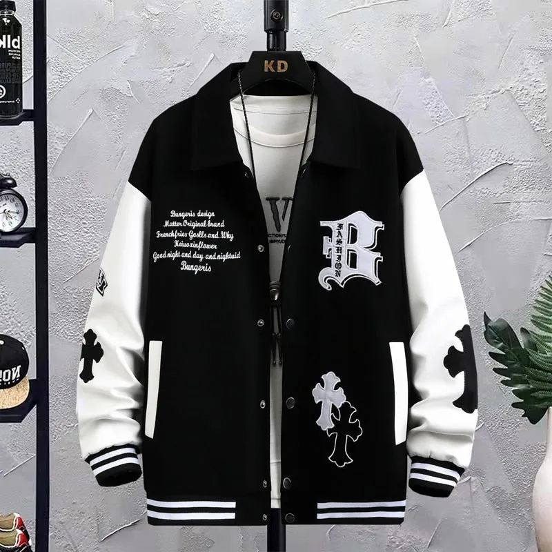 B Cross Patch Varsity Jacket