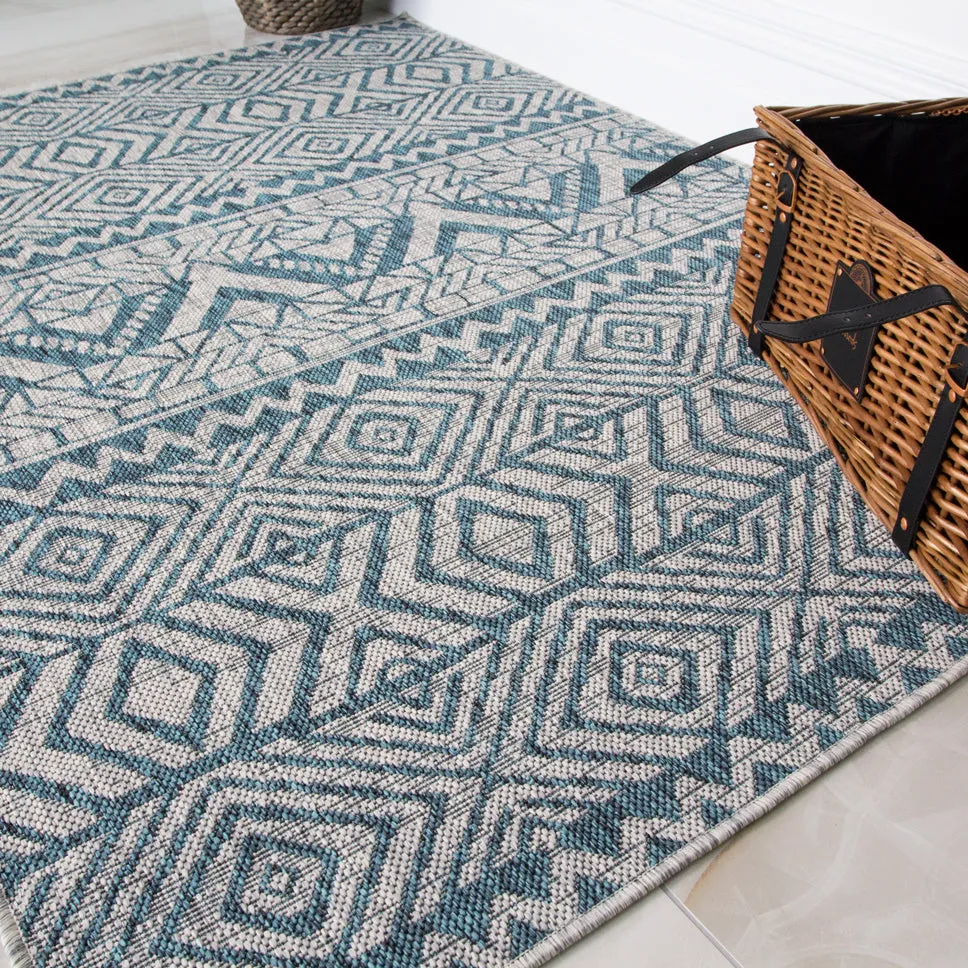 Blue Flatweave Outdoor Rug - Ruskin