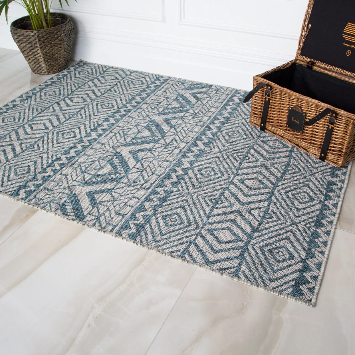 Blue Flatweave Outdoor Rug - Ruskin