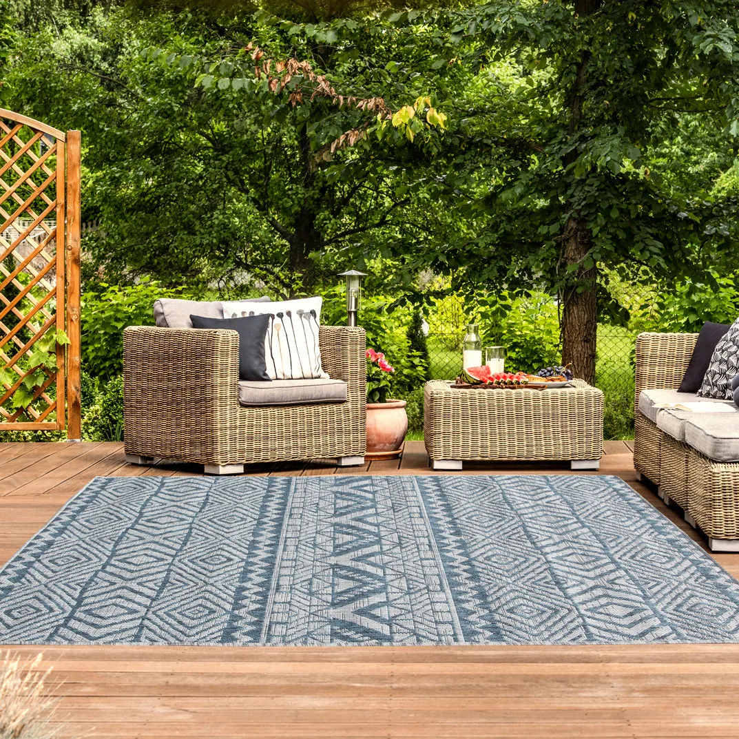 Blue Flatweave Outdoor Rug - Ruskin