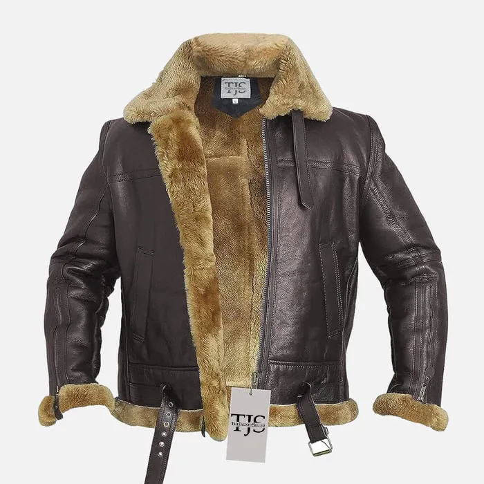 Bomber Ginger Men Bomber Sheepskin Leather Jacket