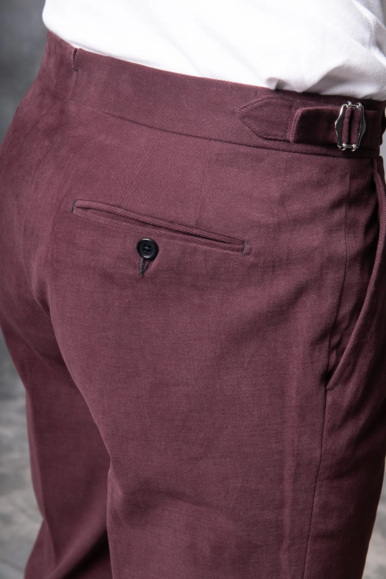 Bordeaux Cotton Biella Trousers  - Made in Italy