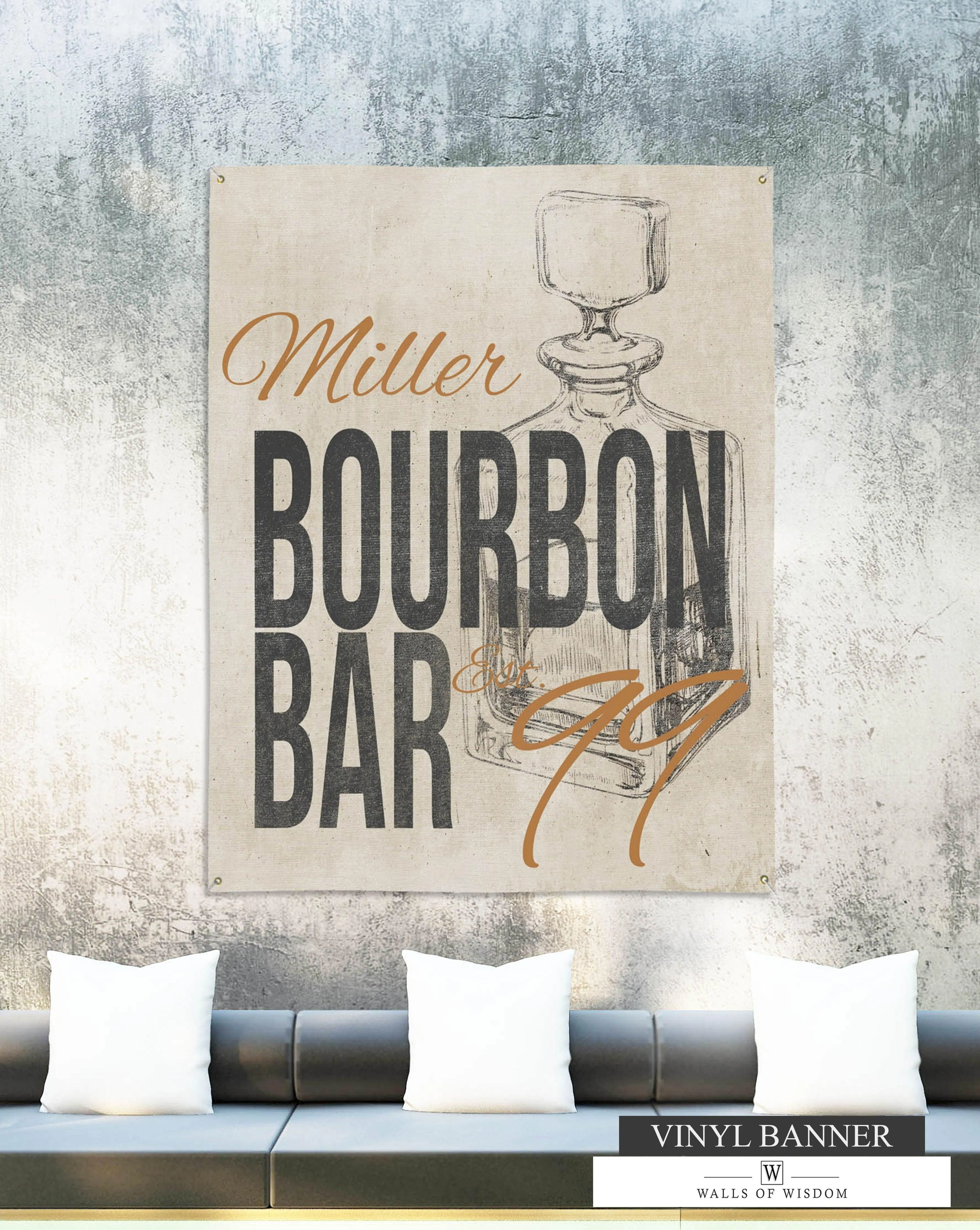 Bourbon Bar Backyard Bar & Grill Custom Vinyl Sign - Indoor/Outdoor Patio Lounge Weatherproof Decor