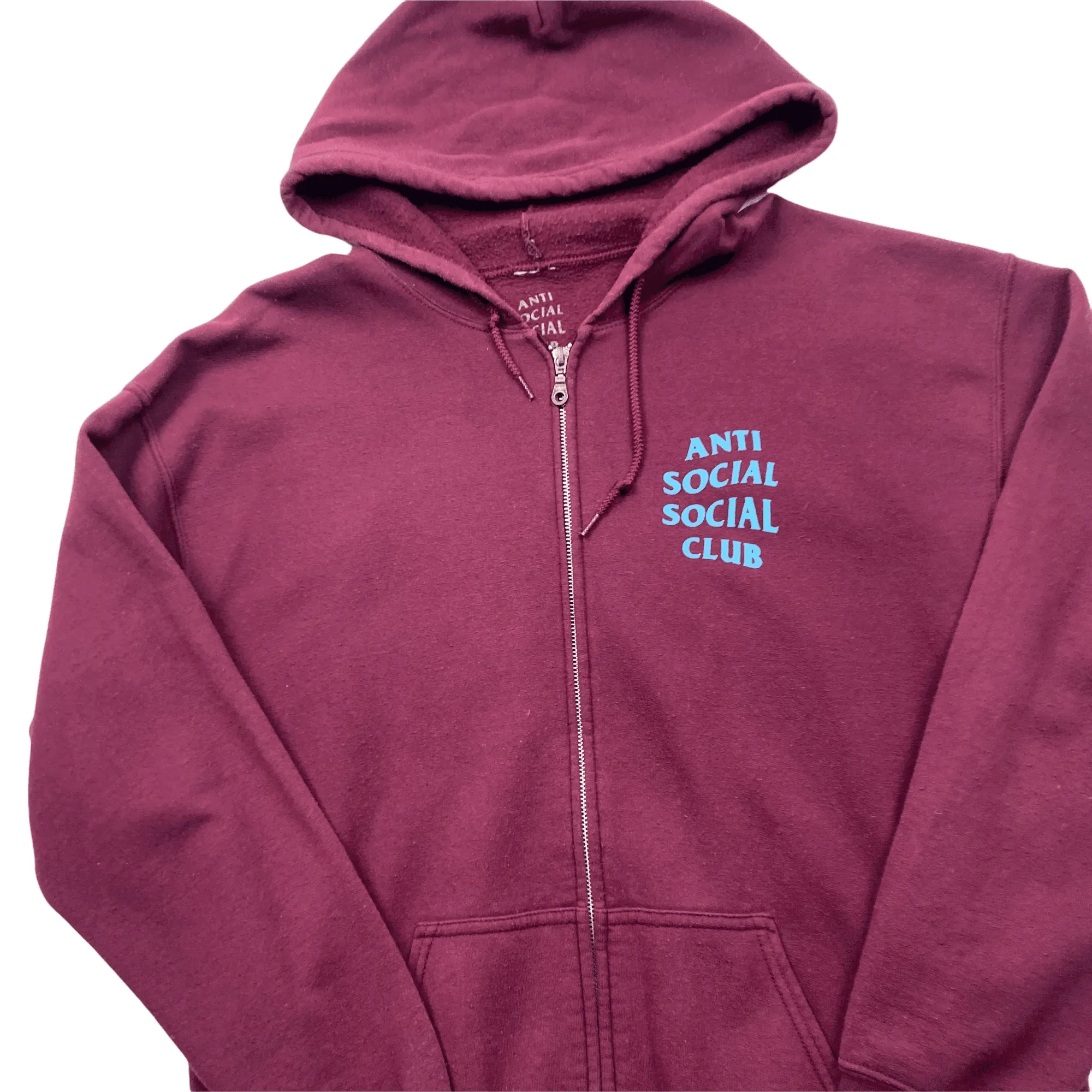 Burgundy   Blue Anti Social Social Club (ASSC) Full Zip Jacket - Large