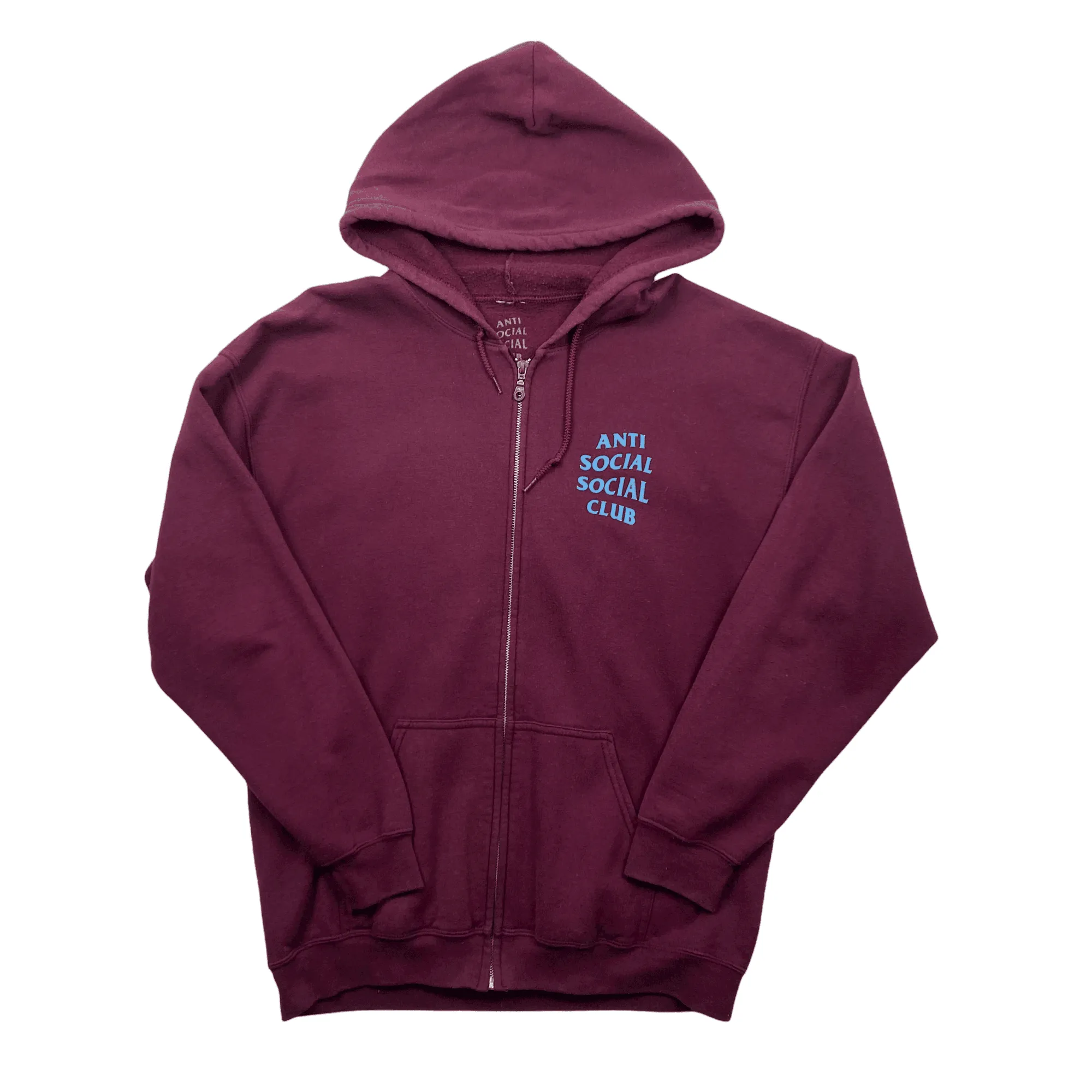 Burgundy   Blue Anti Social Social Club (ASSC) Full Zip Jacket - Large