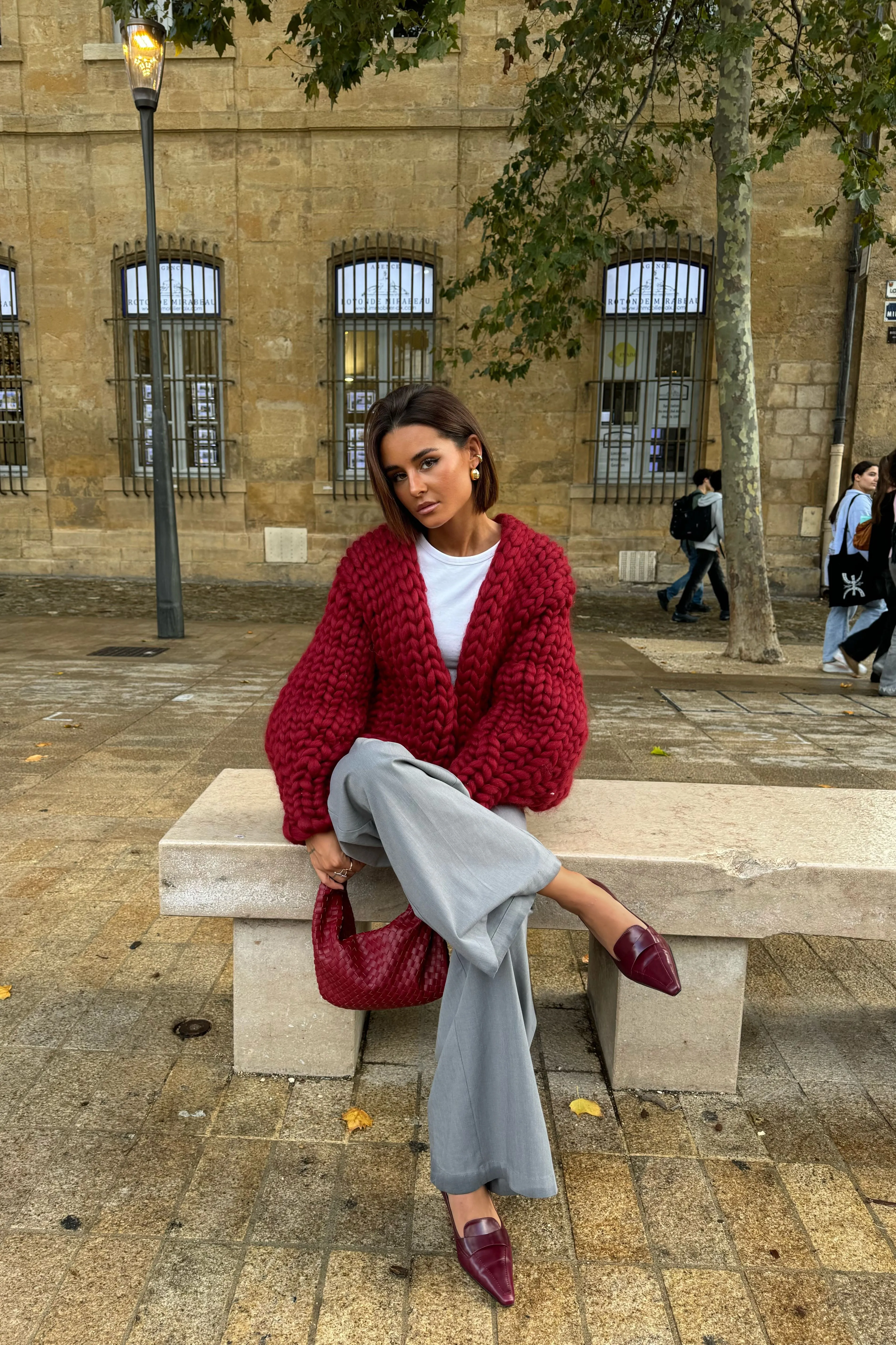 Burgundy Colossal Knit Cardigan