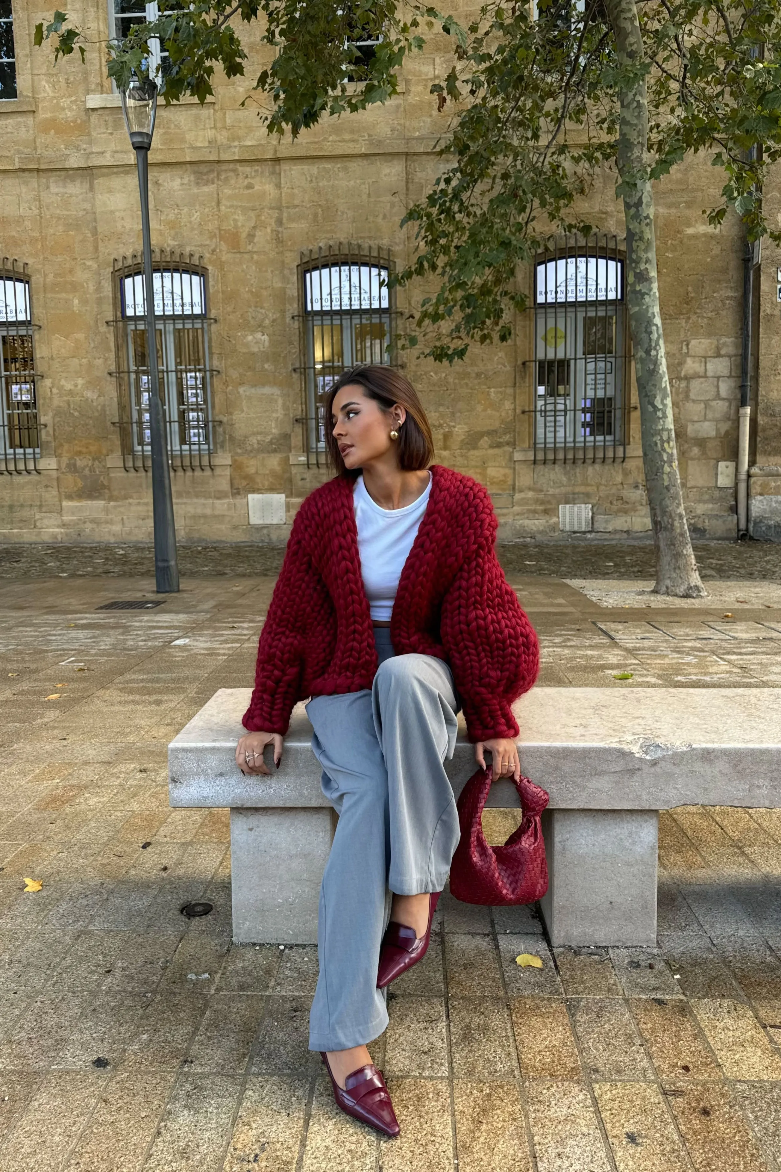 Burgundy Colossal Knit Cardigan