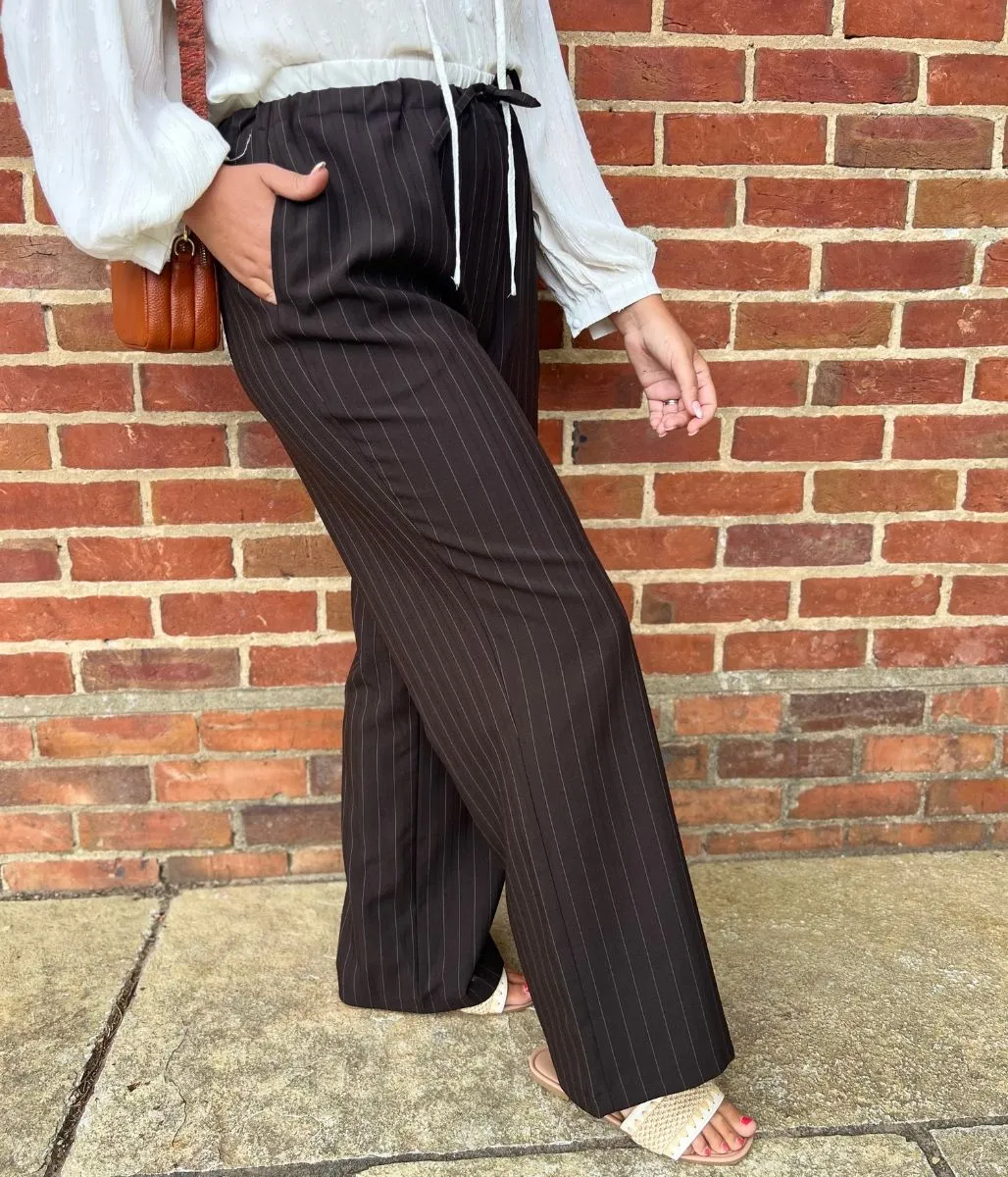 Chocolate Stripe Wide Leg Trousers