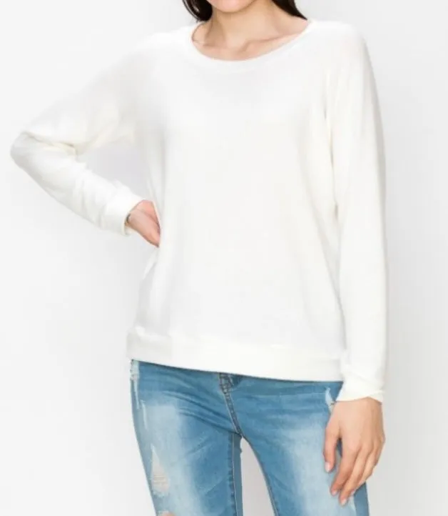 Comfy top with raglan sleeves in brushed Jersey- Ocean