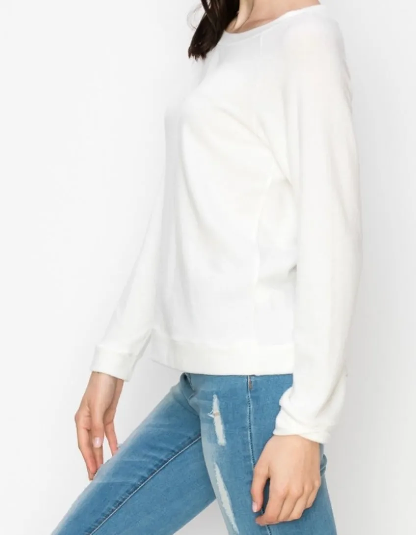 Comfy top with raglan sleeves in brushed Jersey- Ocean