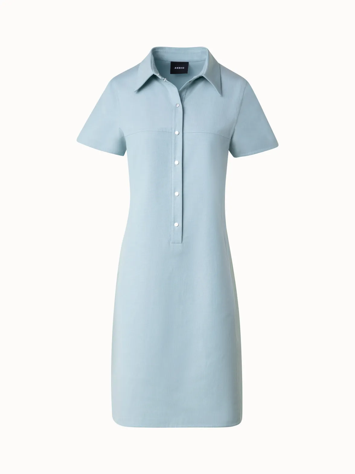 Cotton Silk Double-Face Polo Shirt Dress