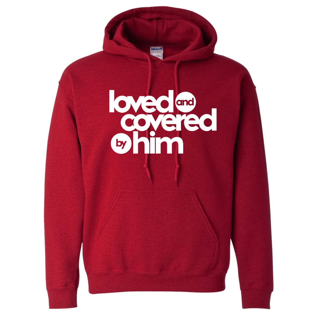 Couple Matching Hooded Sweatshirts- Loved and Covered by Him and Her