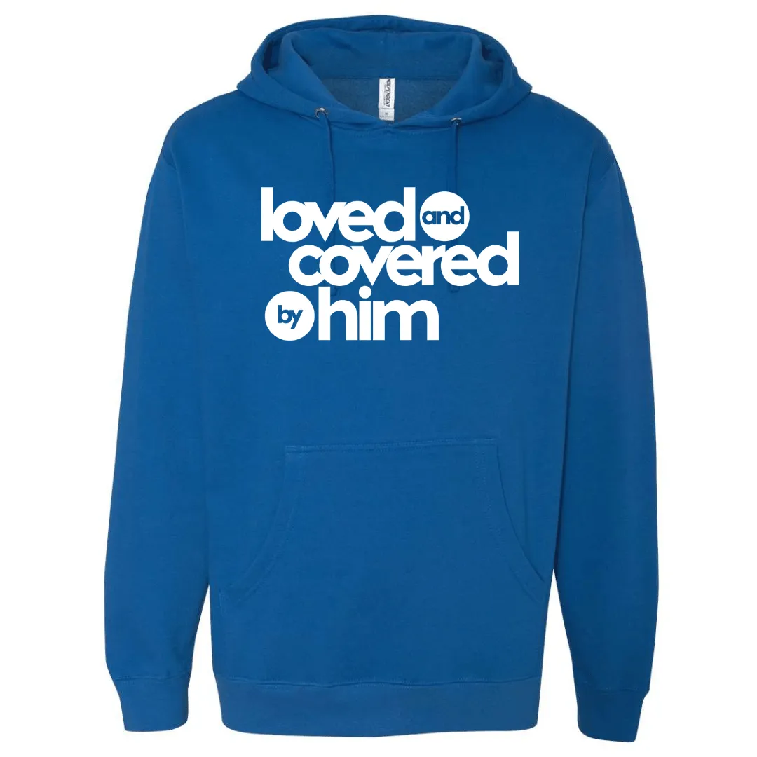 Couple Matching Hooded Sweatshirts- Loved and Covered by Him and Her