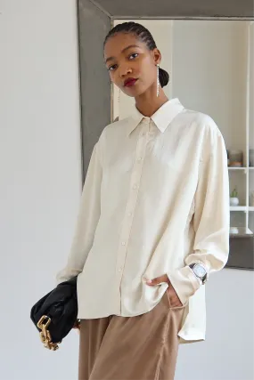 Cream Oversized Satin Shirt