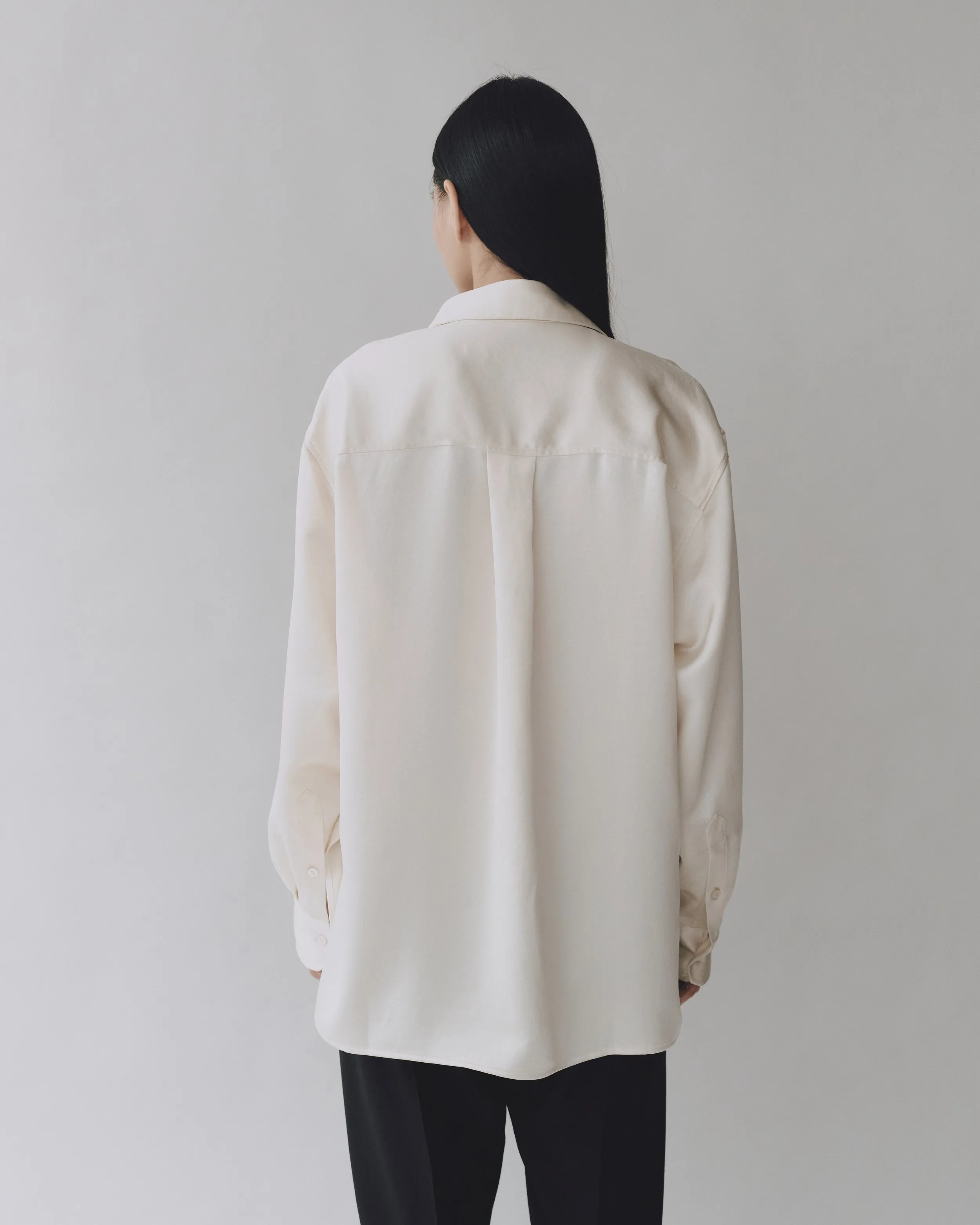 Cream Oversized Satin Shirt