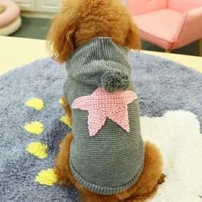 Cuddly Star Knitted Design Winter Outfit Dog Sweatshirt