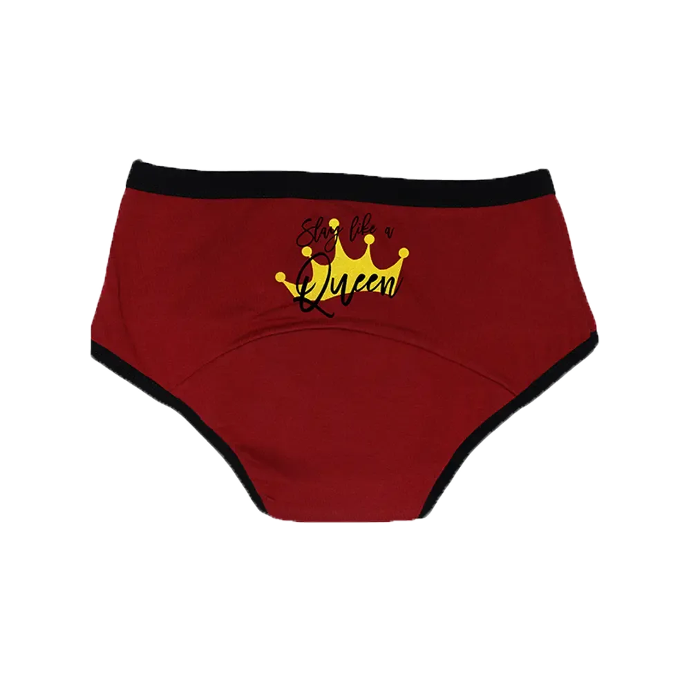 D'chica Queen Eco-Friendly Period Panties - Maroon, No Pad Required, PFOS PFAS Free