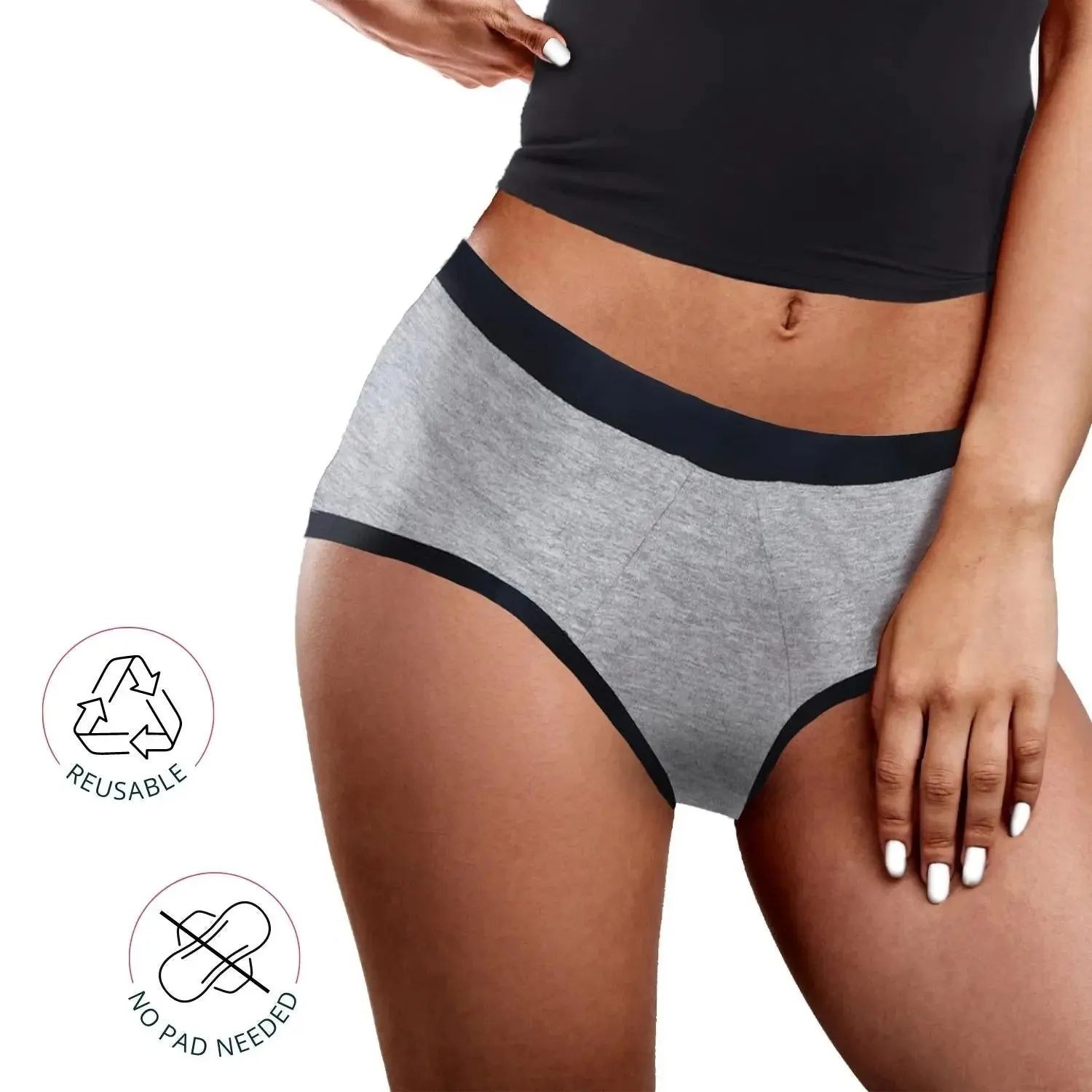 D'chica Slay Like a Queen Print Eco-Friendly, Anti-Microbial Lining Period Panties No Pad Required, Grey