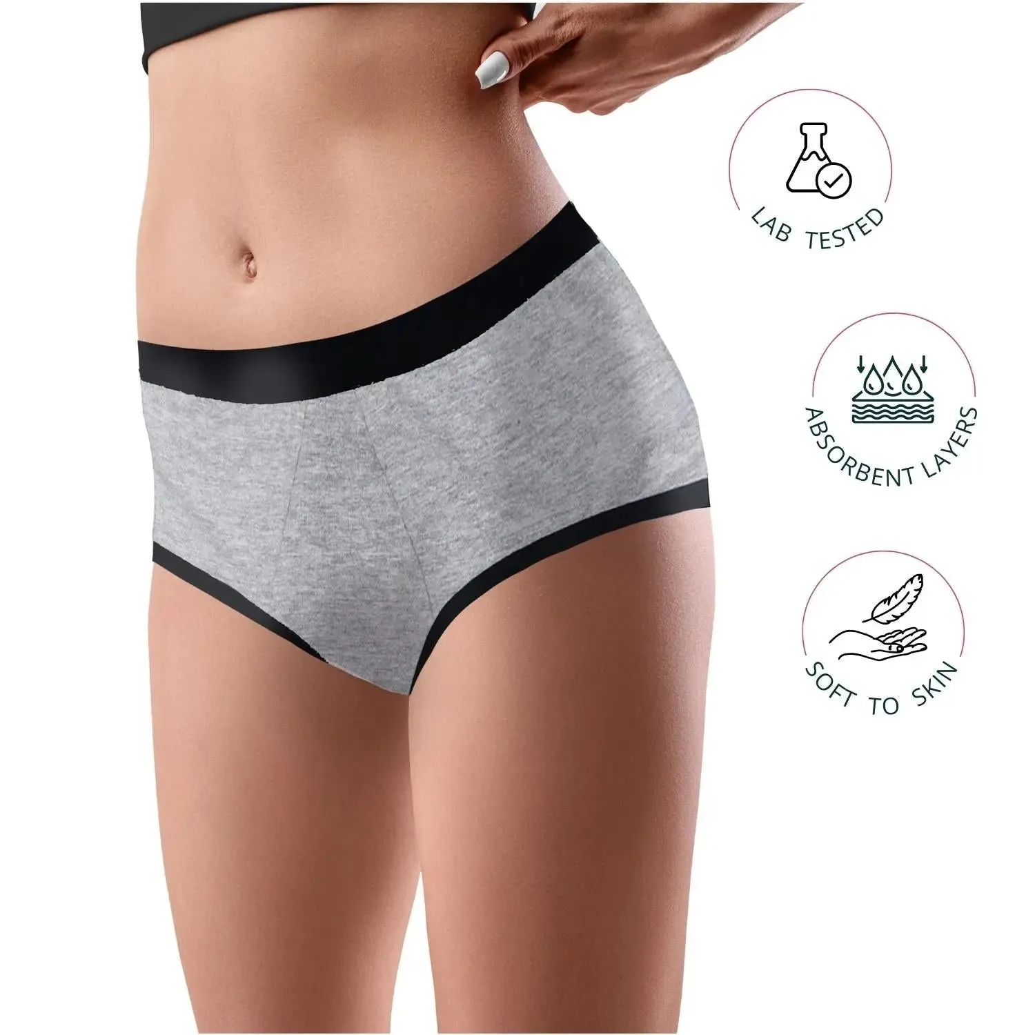 D'chica Slay Like a Queen Print Eco-Friendly, Anti-Microbial Lining Period Panties No Pad Required, Grey