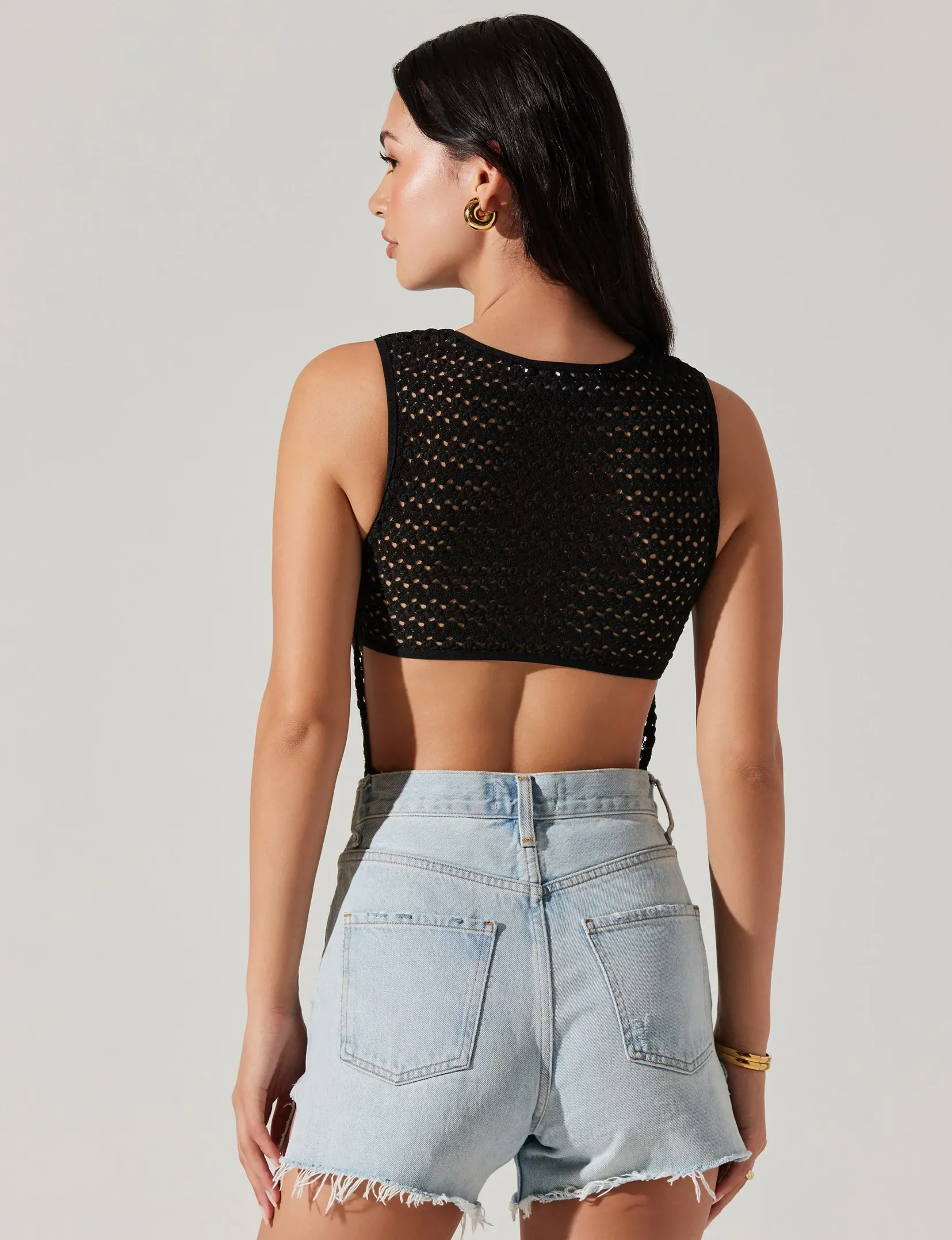 Dyanne Open Back Knit Bodysuit, Black