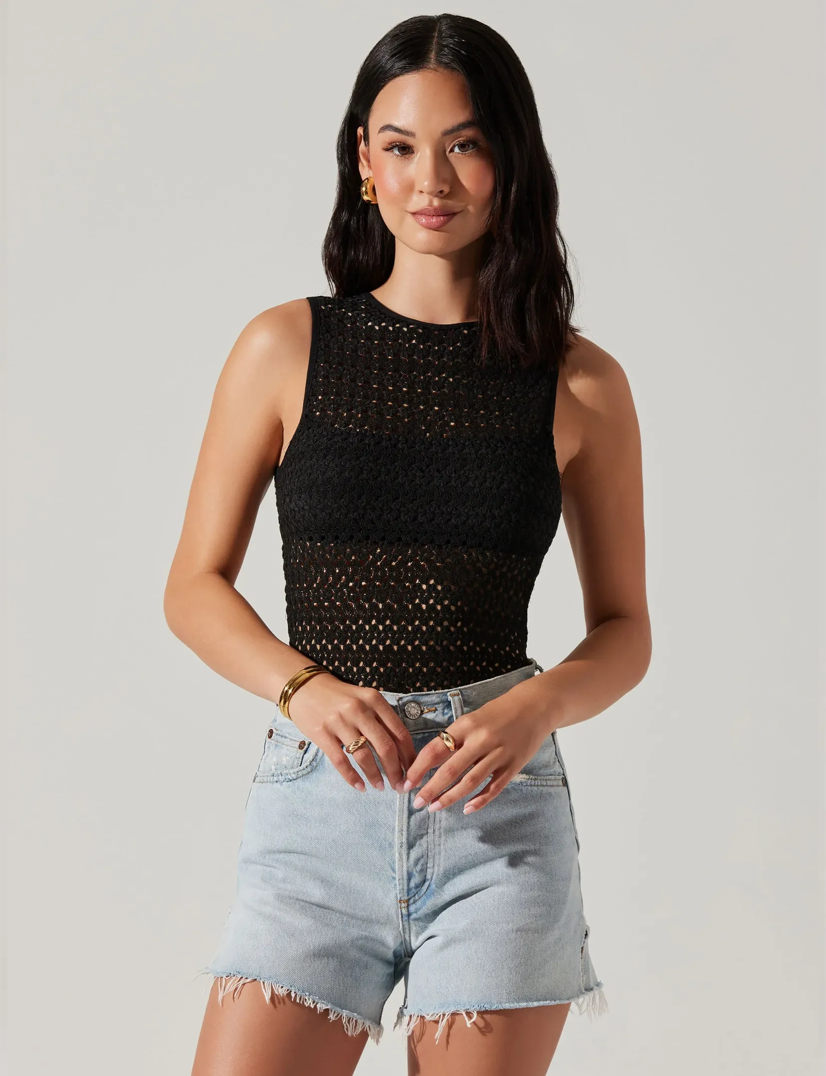 Dyanne Open Back Knit Bodysuit, Black