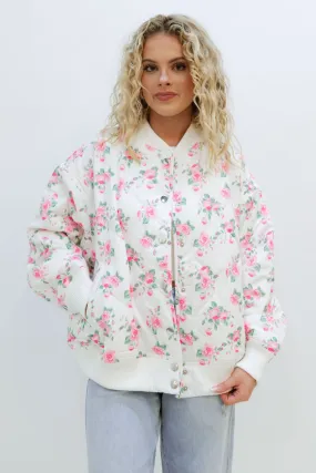 Fancy Floral Bomber Quilted Jacket