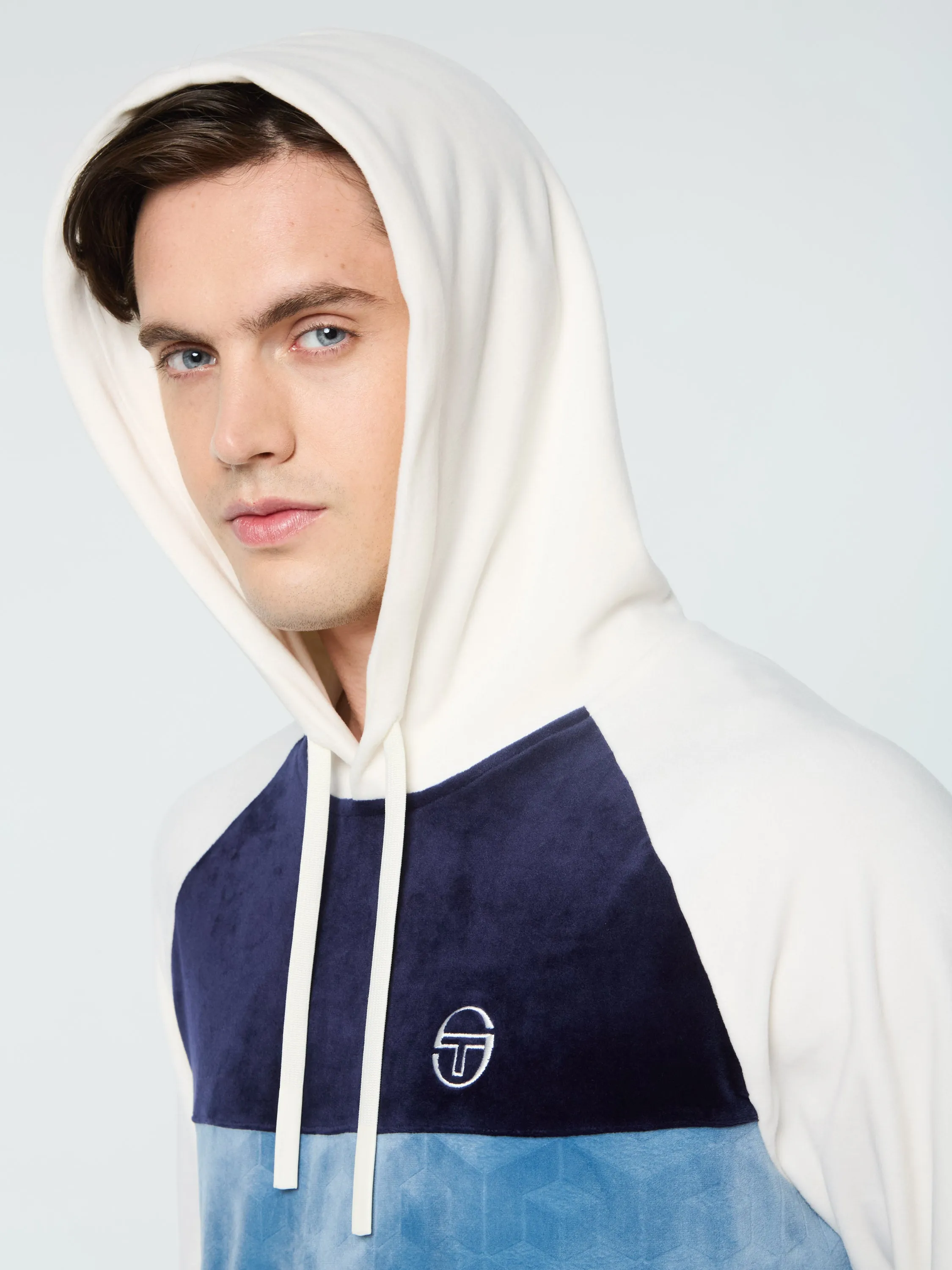 Foggia Velour Debossed Hoodie- Gardenia