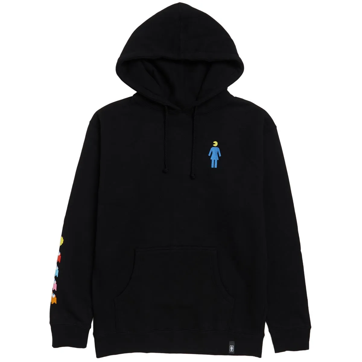 Girl x Pac-Man Ghost Sleeve Emb Hoodie - Black