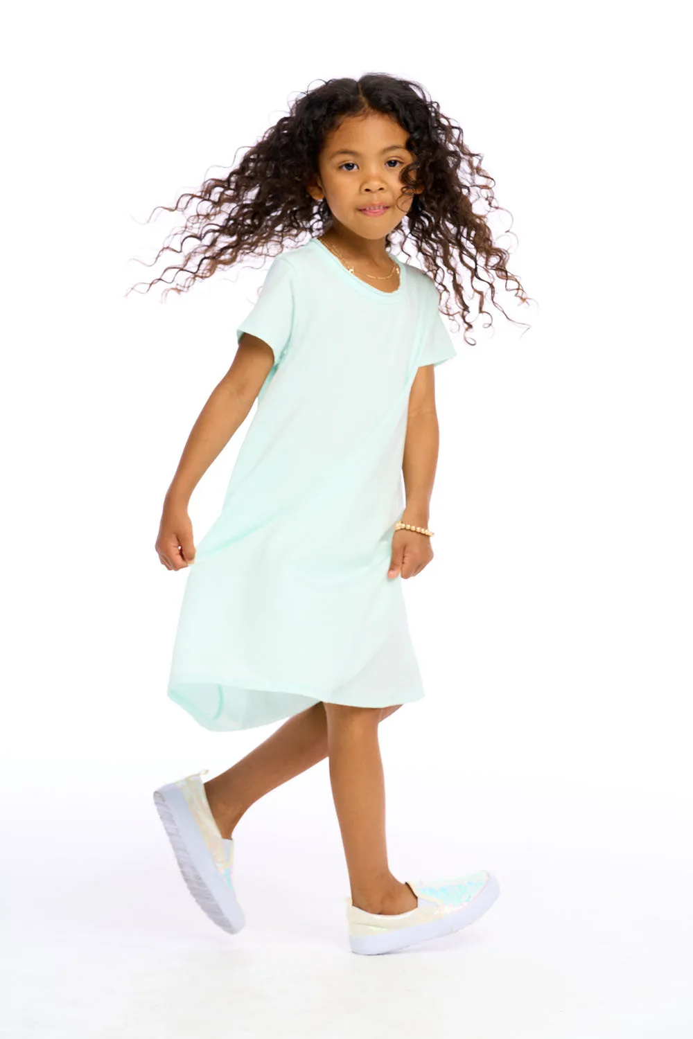 Girls Cotton Jersey Short Sleeve Shirt Dress