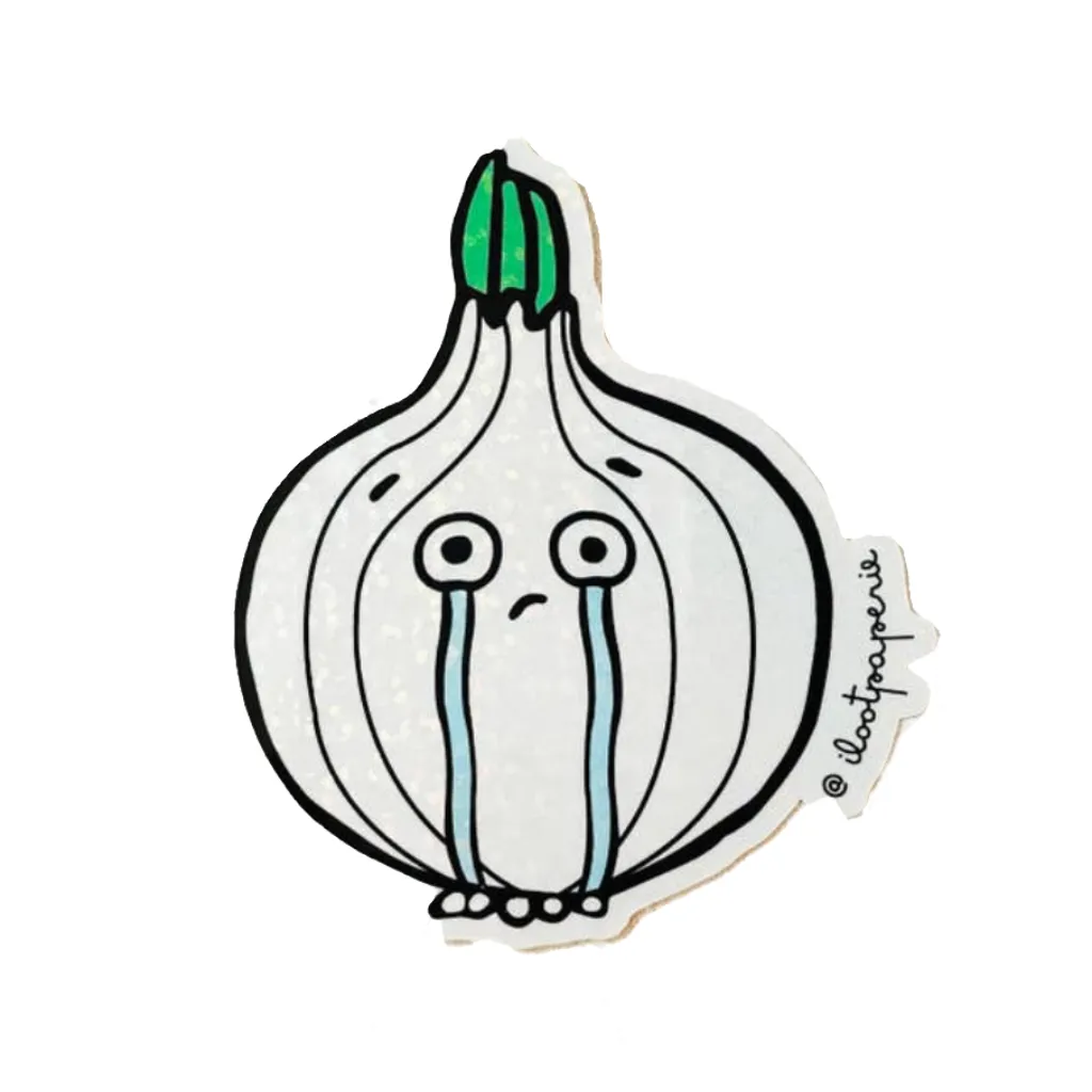 Glitter Crying Onion Sticker