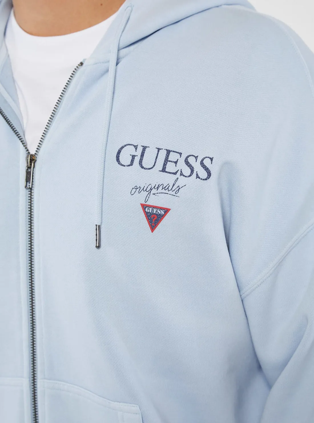 Guess Originals Blue Stacked Logo Hoodie