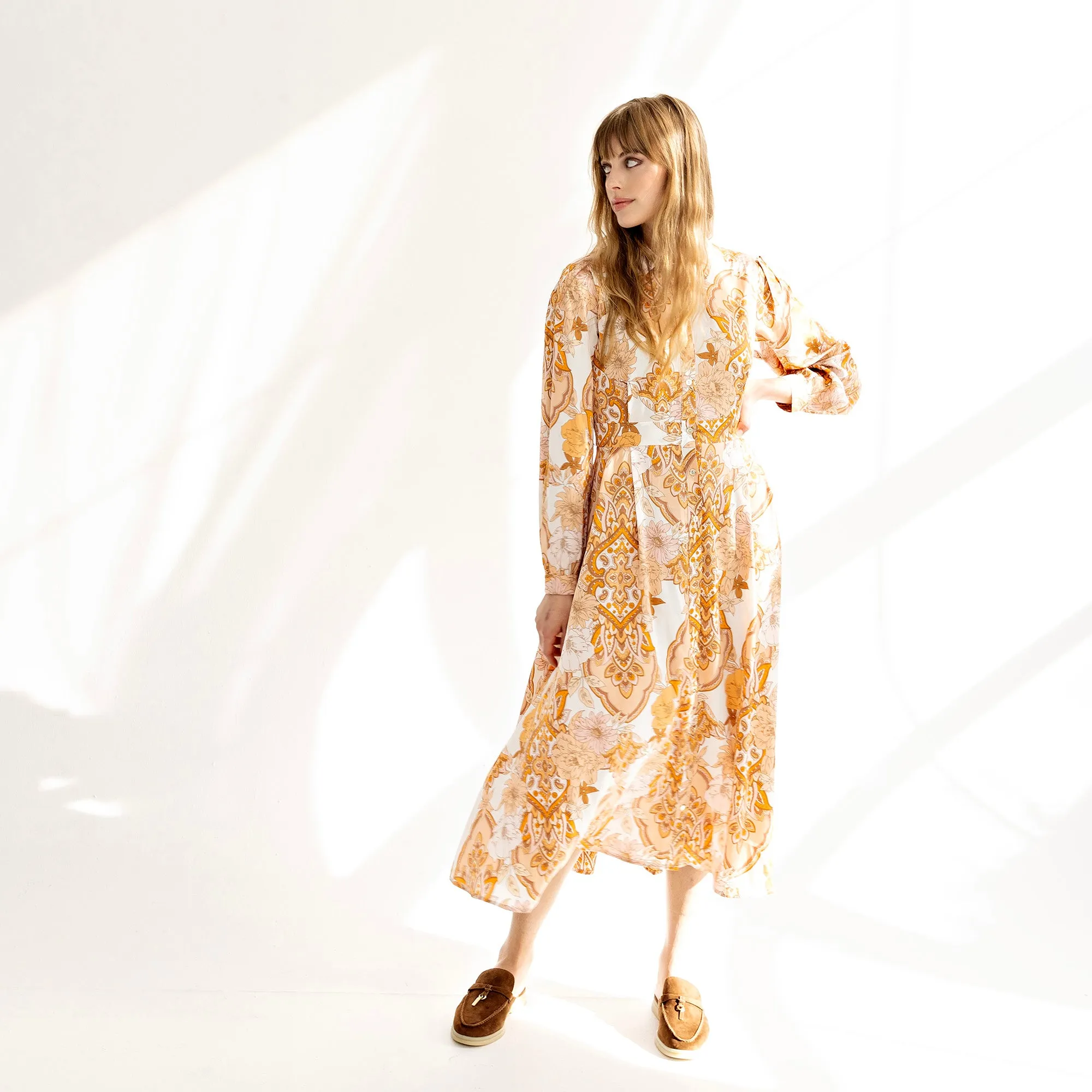 Inspired Shirt Dress IN: Natural Print