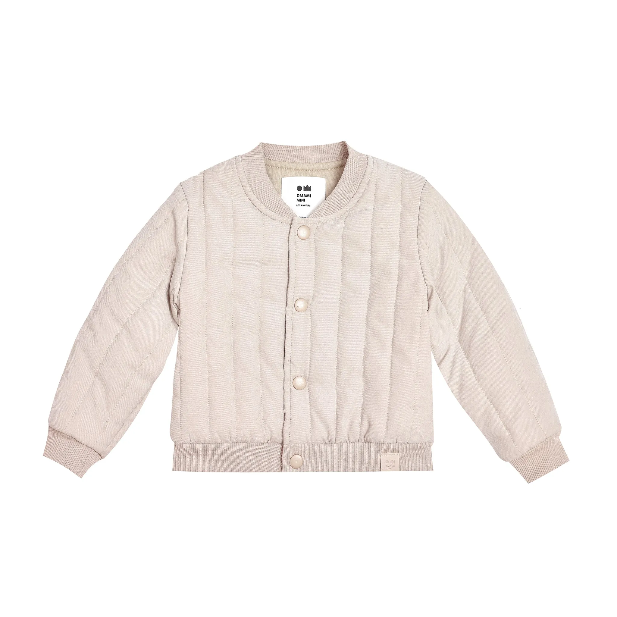 Kids Quilted Poplin Bomber - Oatmeal