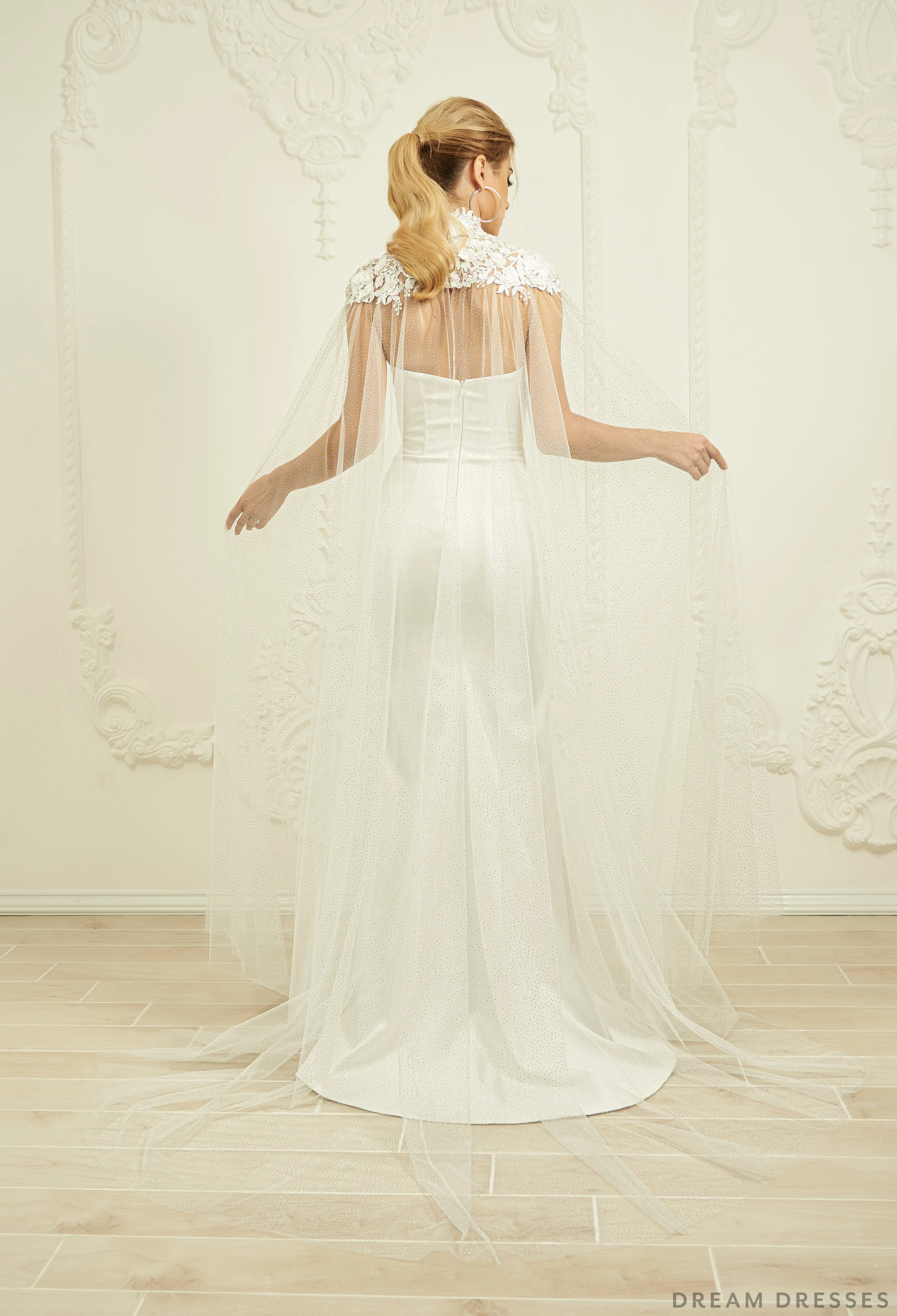 Lace Bridal Cape Veil (#GIANNA)