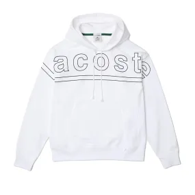 Lacoste Men's Logo Script Pullover Hoodie White